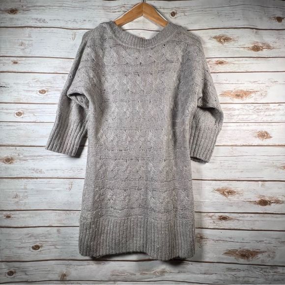 Calvin Klein Grey Wool/Mohair Blend Cable Knit Crewneck Sweater Size S - Picture 5 of 9